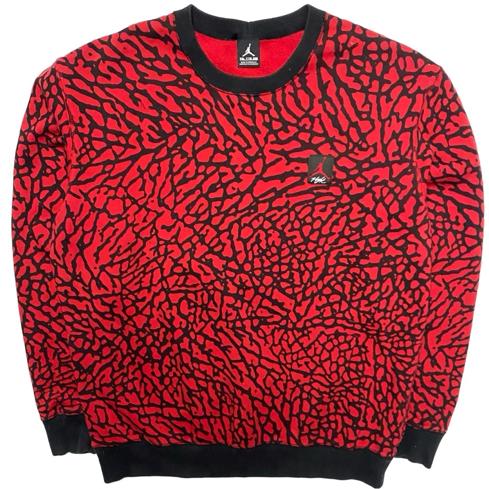 VTG Nike Air Jordan Prime Flight Elephant Print Red & Black Crewneck Sweatshirt